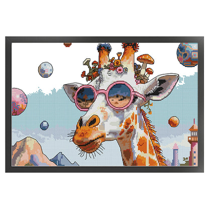 The Fashionable Giraffe - 14CT Stamped Cross Stitch 42*28CM (Joy Sunday)