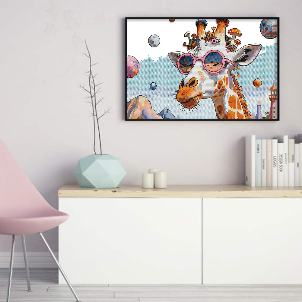 The Fashionable Giraffe - 14CT Stamped Cross Stitch 42*28CM (Joy Sunday)