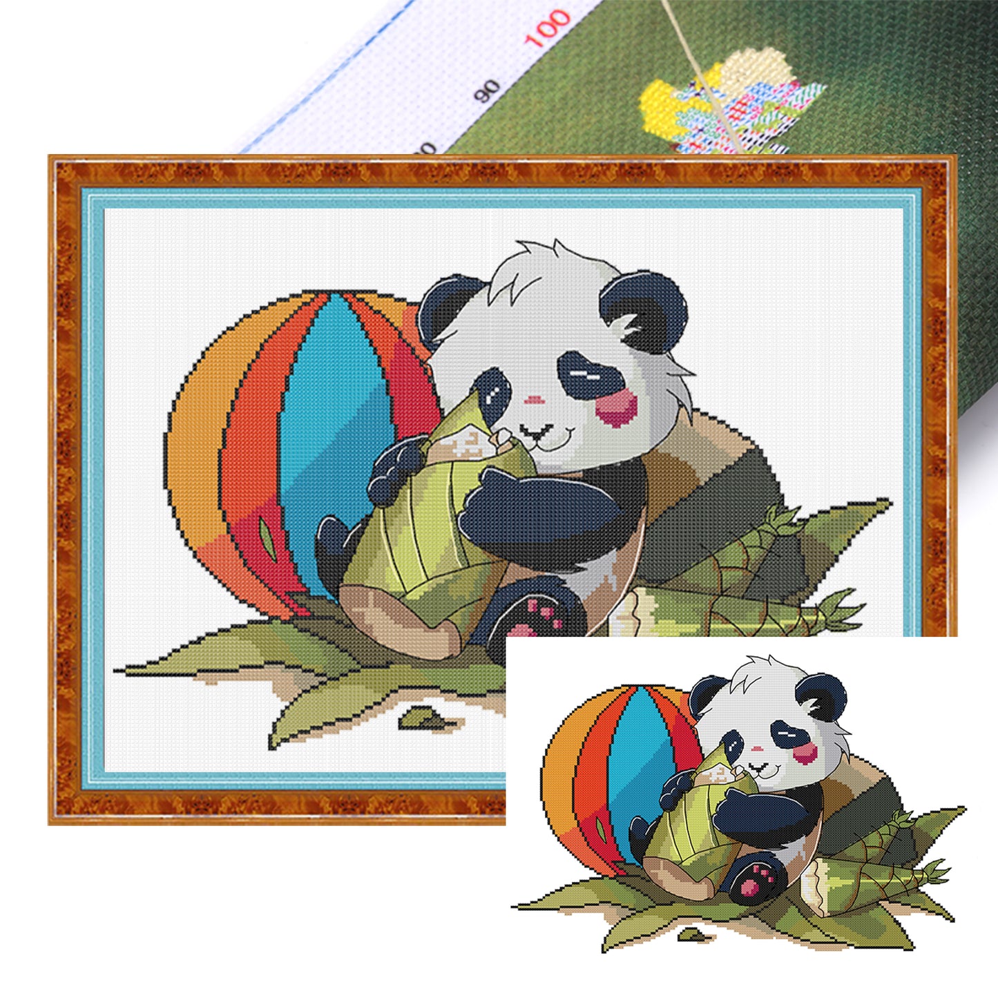 Panda Loves Bamboo Shoots - 14CT Stamped Cross Stitch 42*32CM (Joy Sunday)