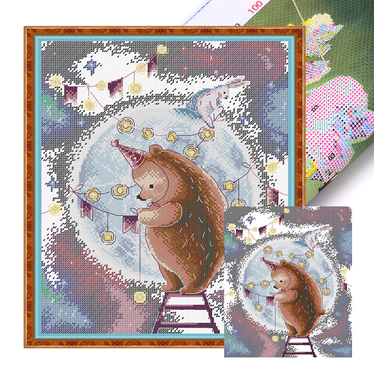 Decorated Moon - 14CT Stamped Cross Stitch 31*36CM (Joy Sunday)
