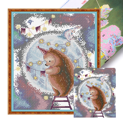 Decorated Moon - 14CT Stamped Cross Stitch 31*36CM (Joy Sunday)