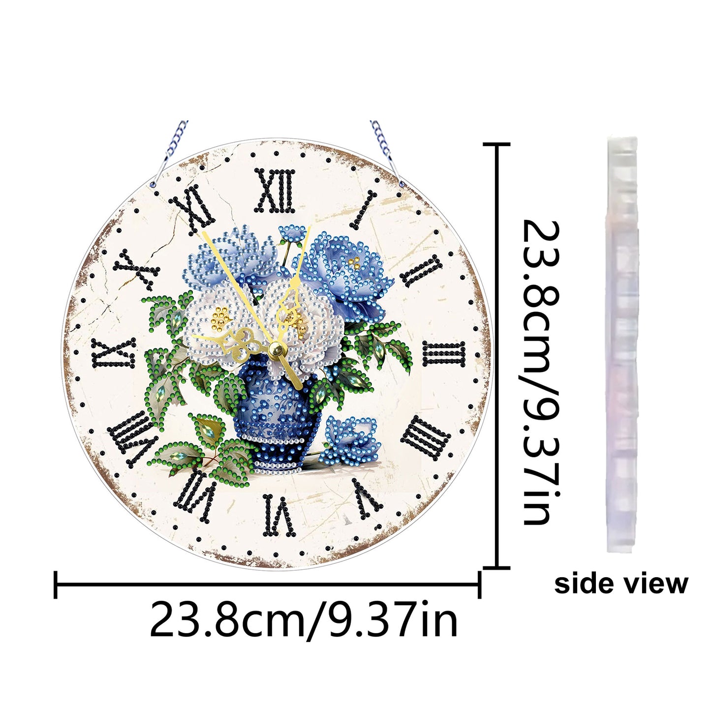 2D DIY Acrylic Vase Diamond Painting Clock Pendant w/ Clock Function Wall Decor
