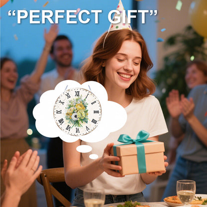 2D DIY Acrylic Bouquet Diamond Painting Clock Pendant w/ Clock Function Wall Art