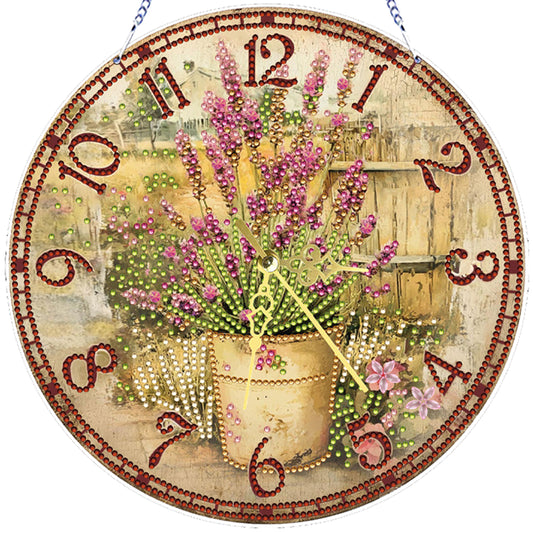 2D DIY Acrylic Garden Diamond Painting Clock Pendant w/ Clock Function Wall Art