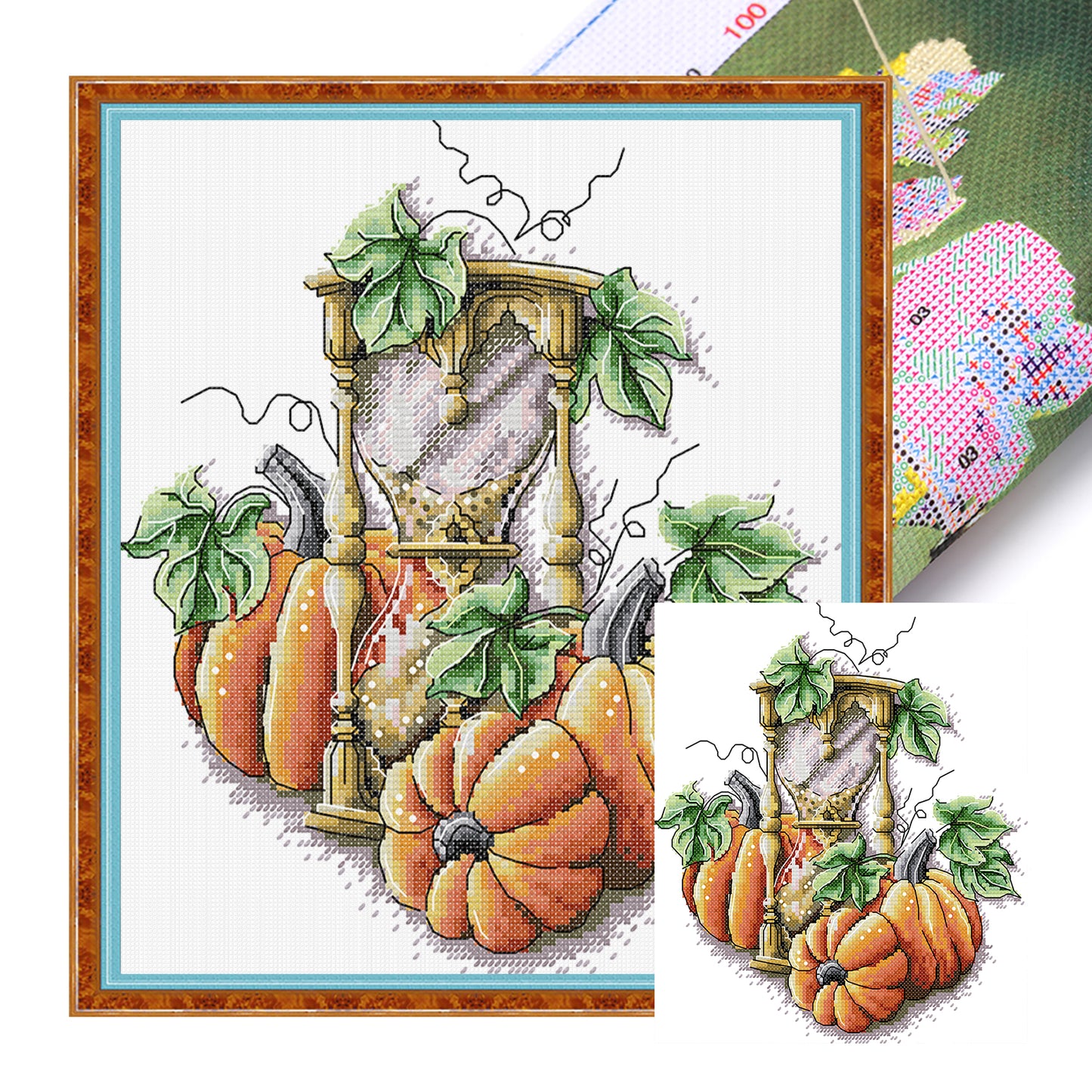 Pumpkin Hourglass - 14CT Stamped Cross Stitch 26*29CM (Joy Sunday)