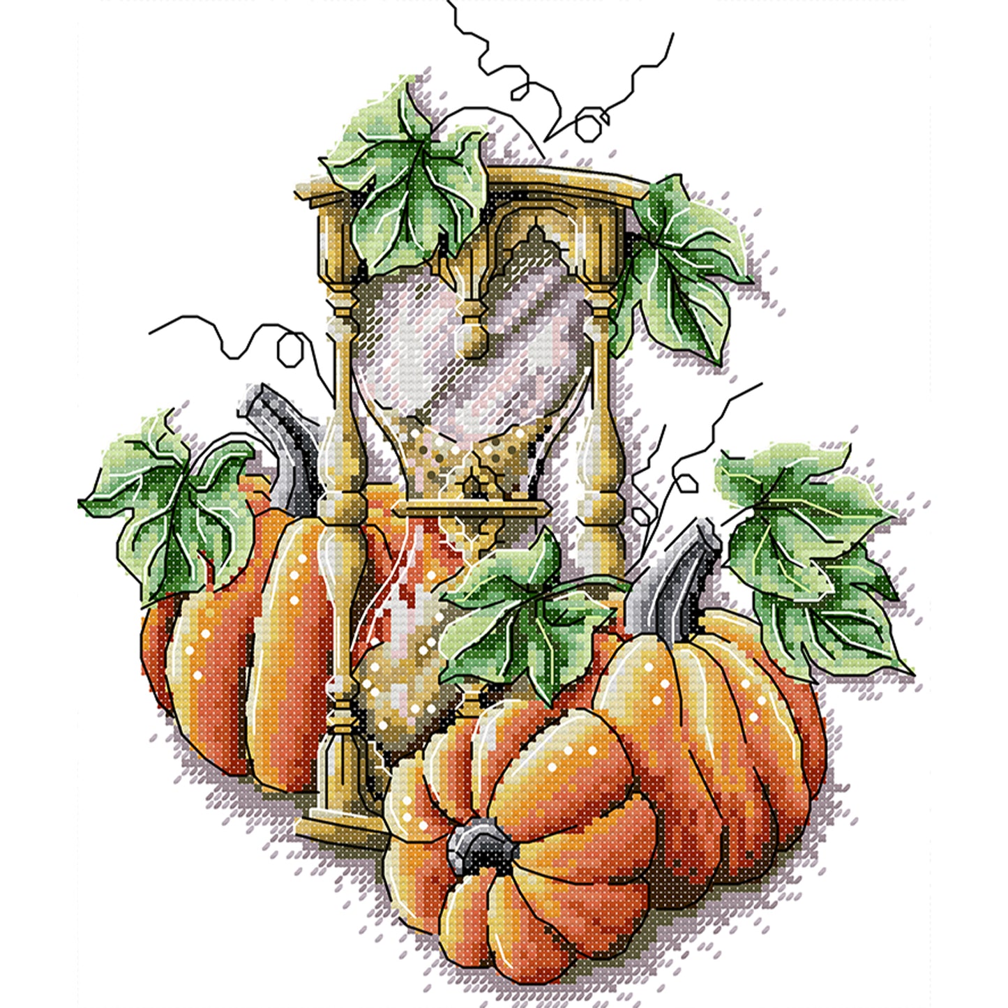 Pumpkin Hourglass - 14CT Stamped Cross Stitch 26*29CM (Joy Sunday)