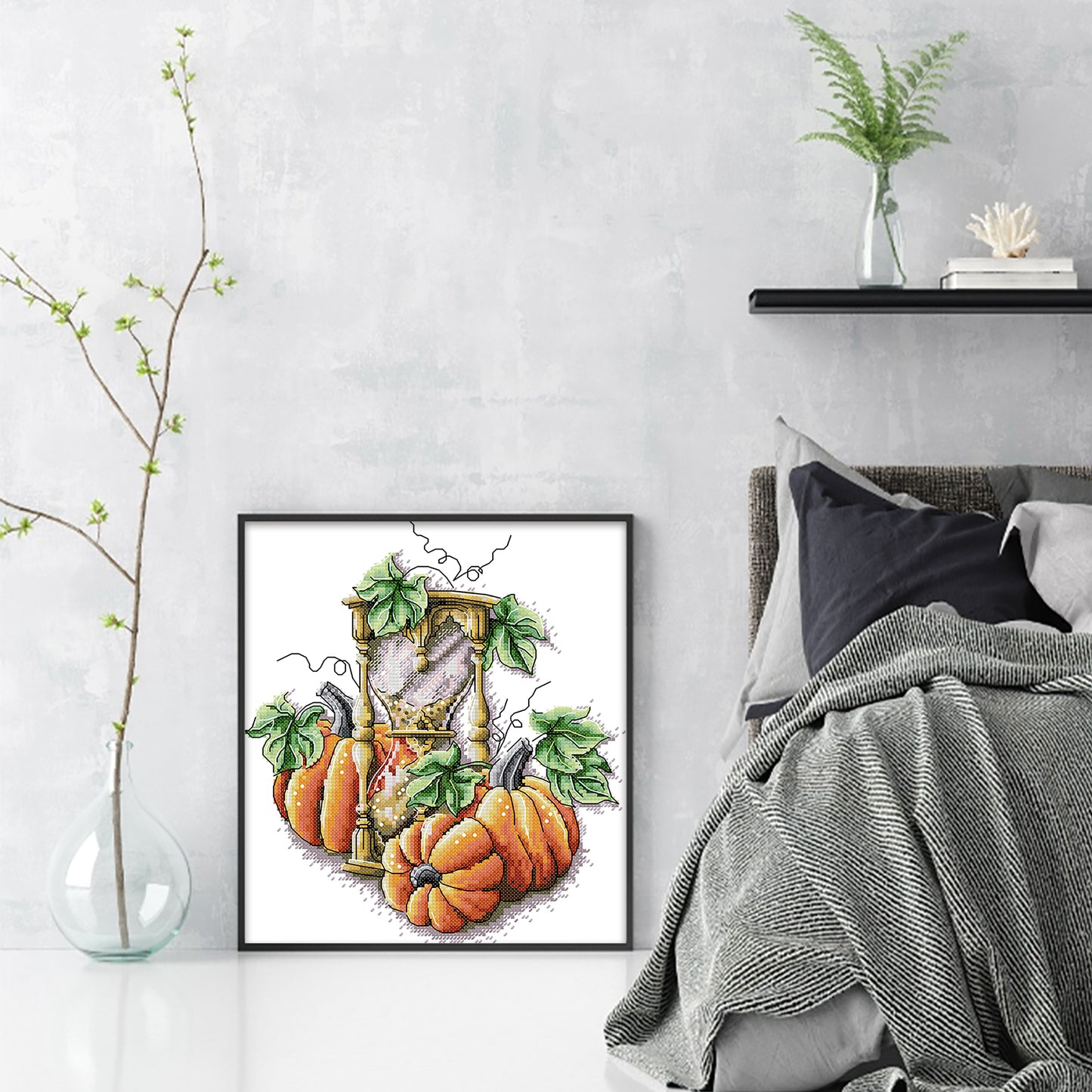 Pumpkin Hourglass - 14CT Stamped Cross Stitch 26*29CM (Joy Sunday)