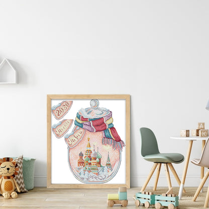 Moscow In A Bottle - 14CT Stamped Cross Stitch 32*34CM (Joy Sunday)