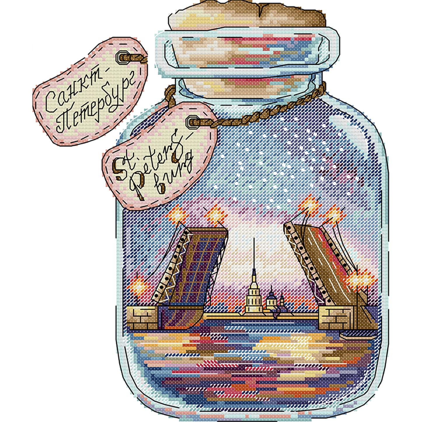 Seattle In A Bottle - 14CT Stamped Cross Stitch 26*30CM (Joy Sunday)