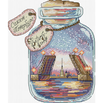 Seattle In A Bottle - 14CT Stamped Cross Stitch 26*30CM (Joy Sunday)