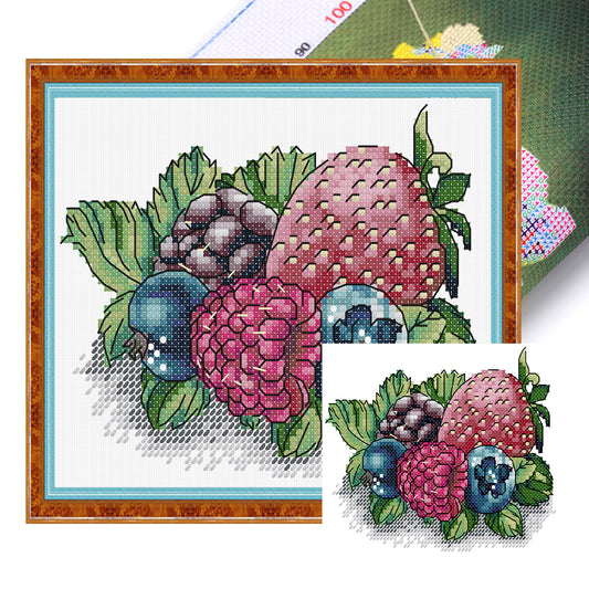 Berry Three - 14CT Stamped Cross Stitch 17*15CM (Joy Sunday)