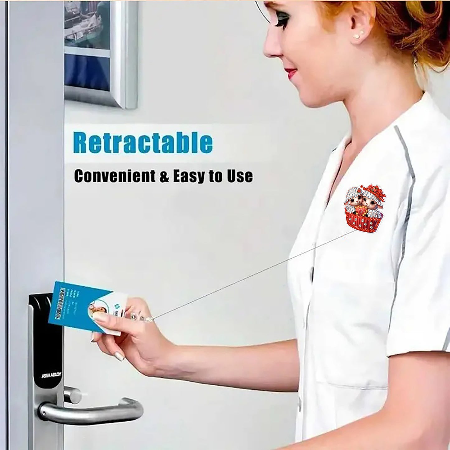 Heart 6Pcs DIY Diamond Painting ID Holder with Clip Rhinestone Nurse Badge Reel