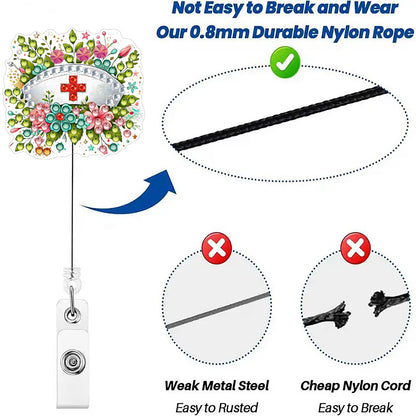 Easter 6Pcs DIY Diamond Painting ID Holder with Clip Rhinestone Nurse Badge Reel
