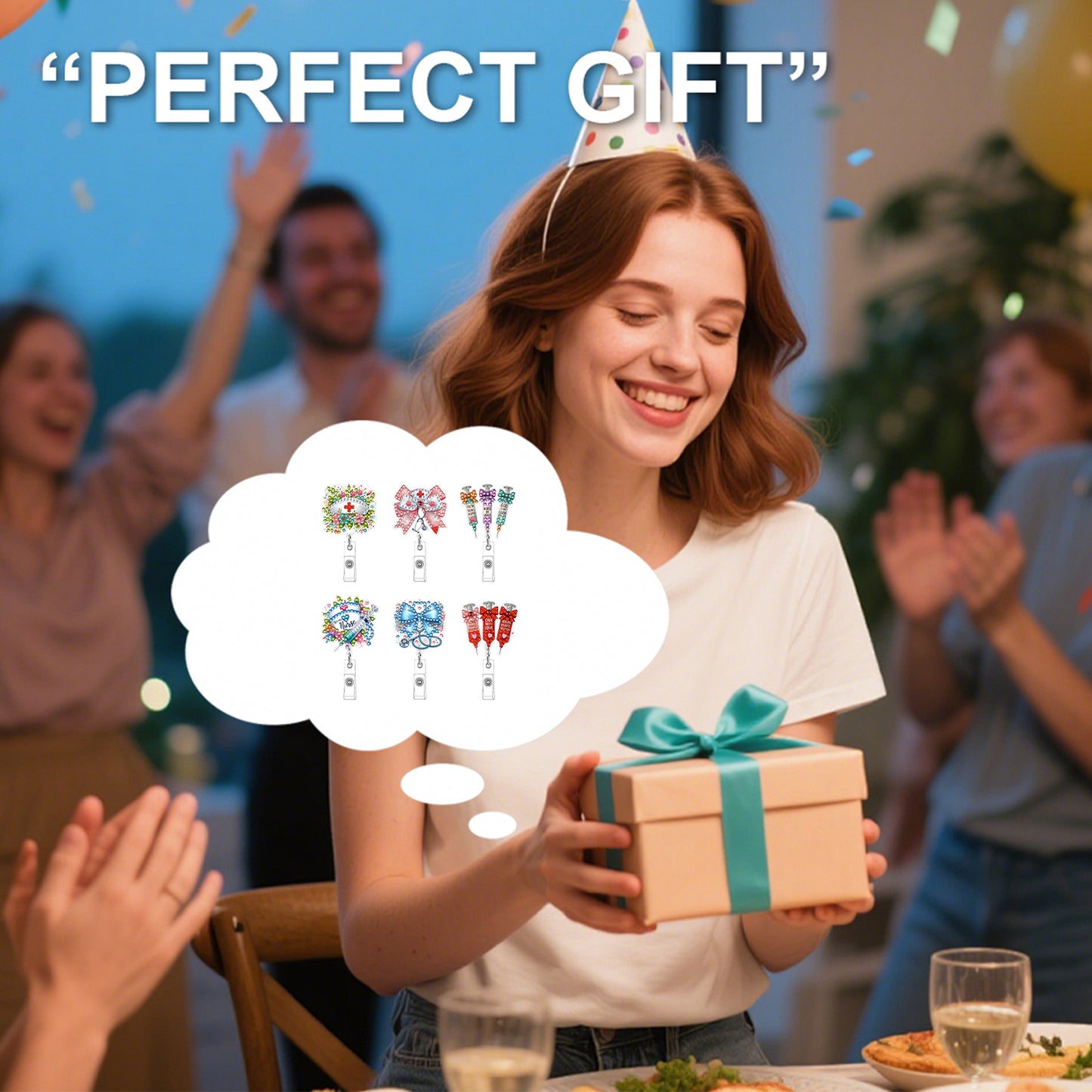 Easter 6Pcs DIY Diamond Painting ID Holder with Clip Rhinestone Nurse Badge Reel