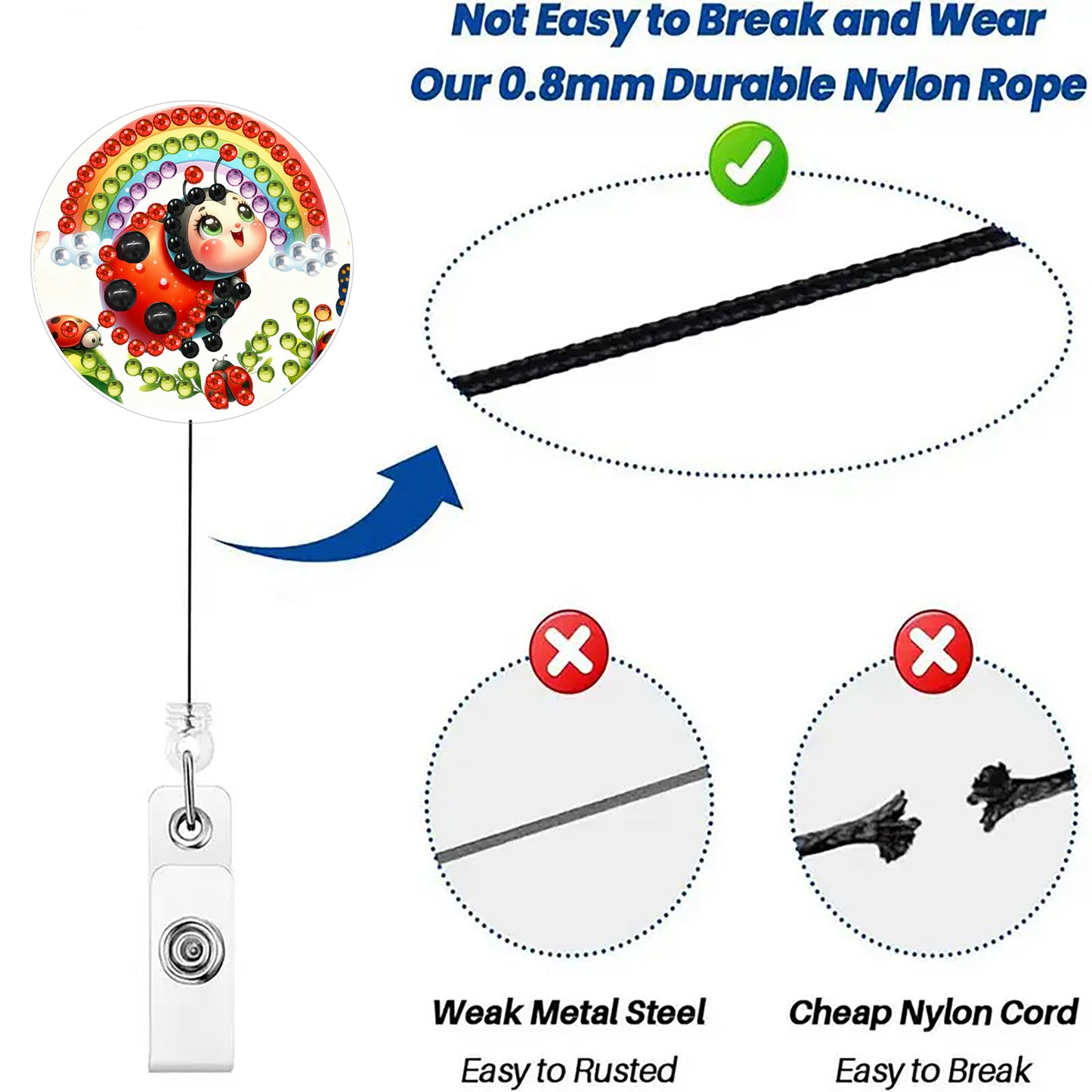 Insects Animals 6Pcs DIY Diamond Art ID Holder with Clip Rhinestone Badge Reel