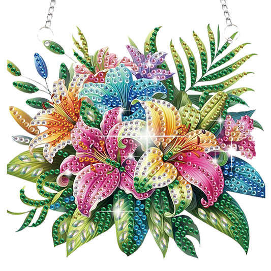 4pcs Lily Bouquet DIY 2D Flat Special Shaped Diamond Painting Kits Pendant Gifts