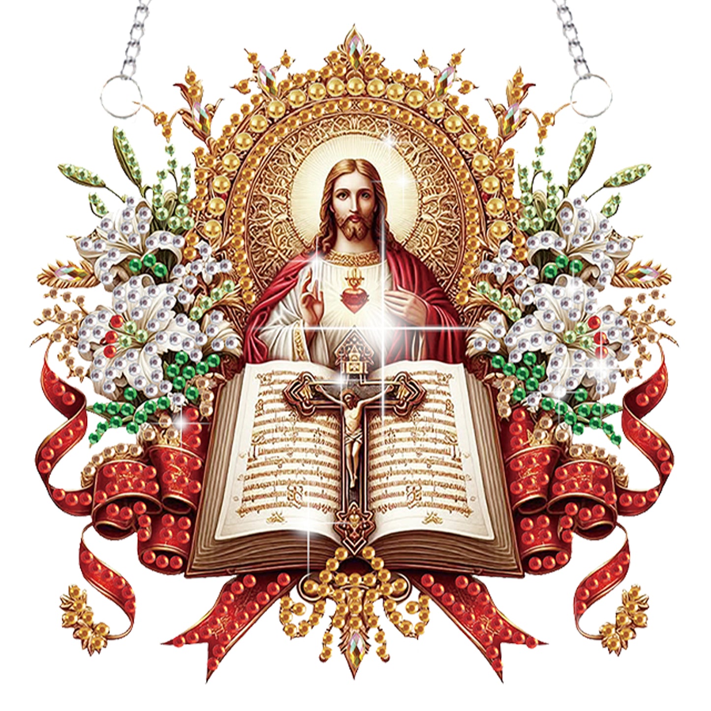 4pcs Virgin Mary Jesus DIY 2D Flat Special Shaped Diamond Painting Kits Pendant