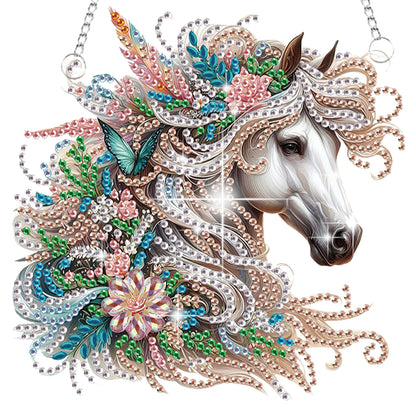 4pcs Flower Horse DIY 2D Flat Special Shaped Diamond Painting Kits Pendant Gifts