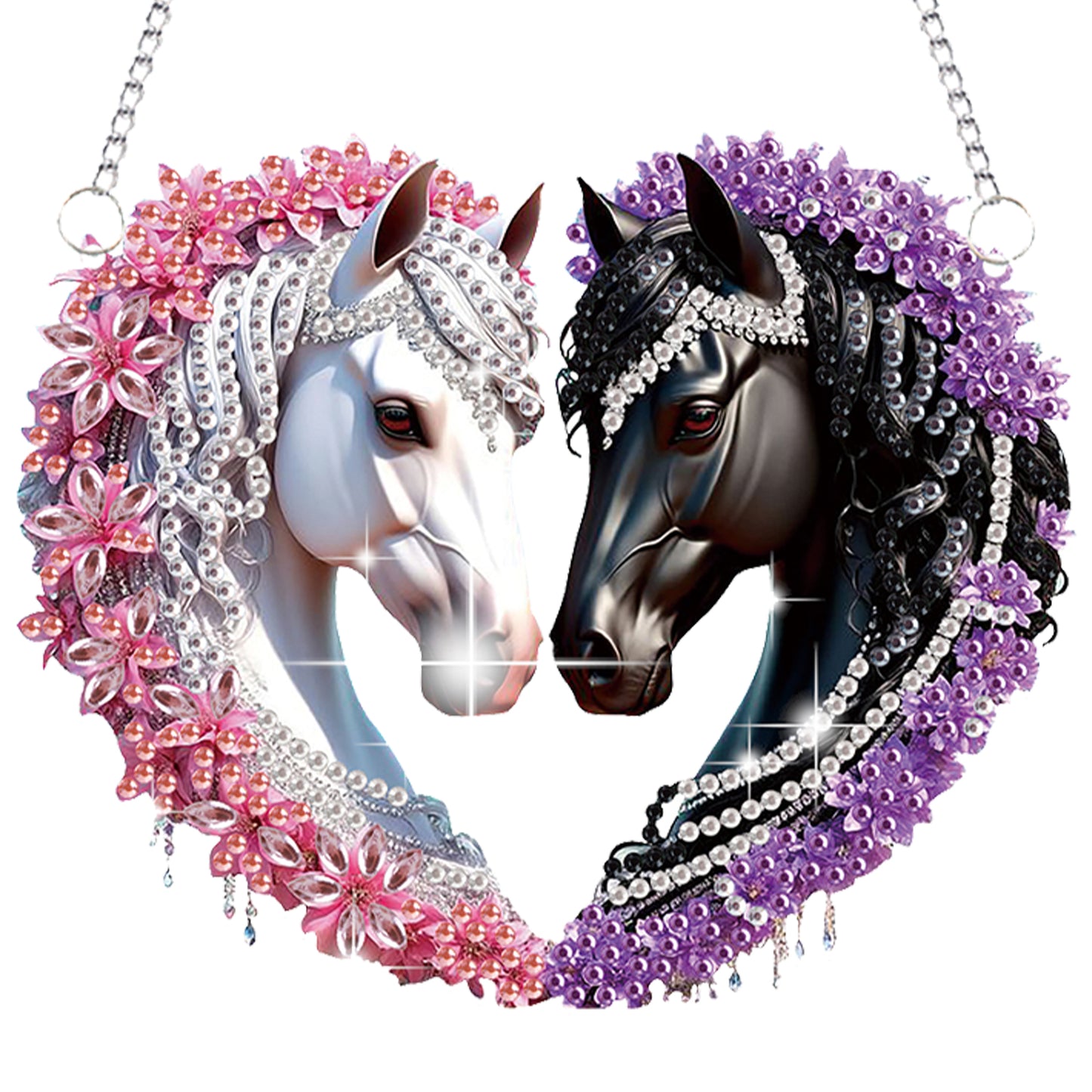4pcs Flower Horse DIY 2D Flat Special Shaped Diamond Painting Kits Pendant Gifts