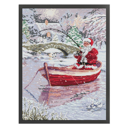 Santa Claus Fishing - 14CT Stamped Cross Stitch 33*44CM (Joy Sunday)