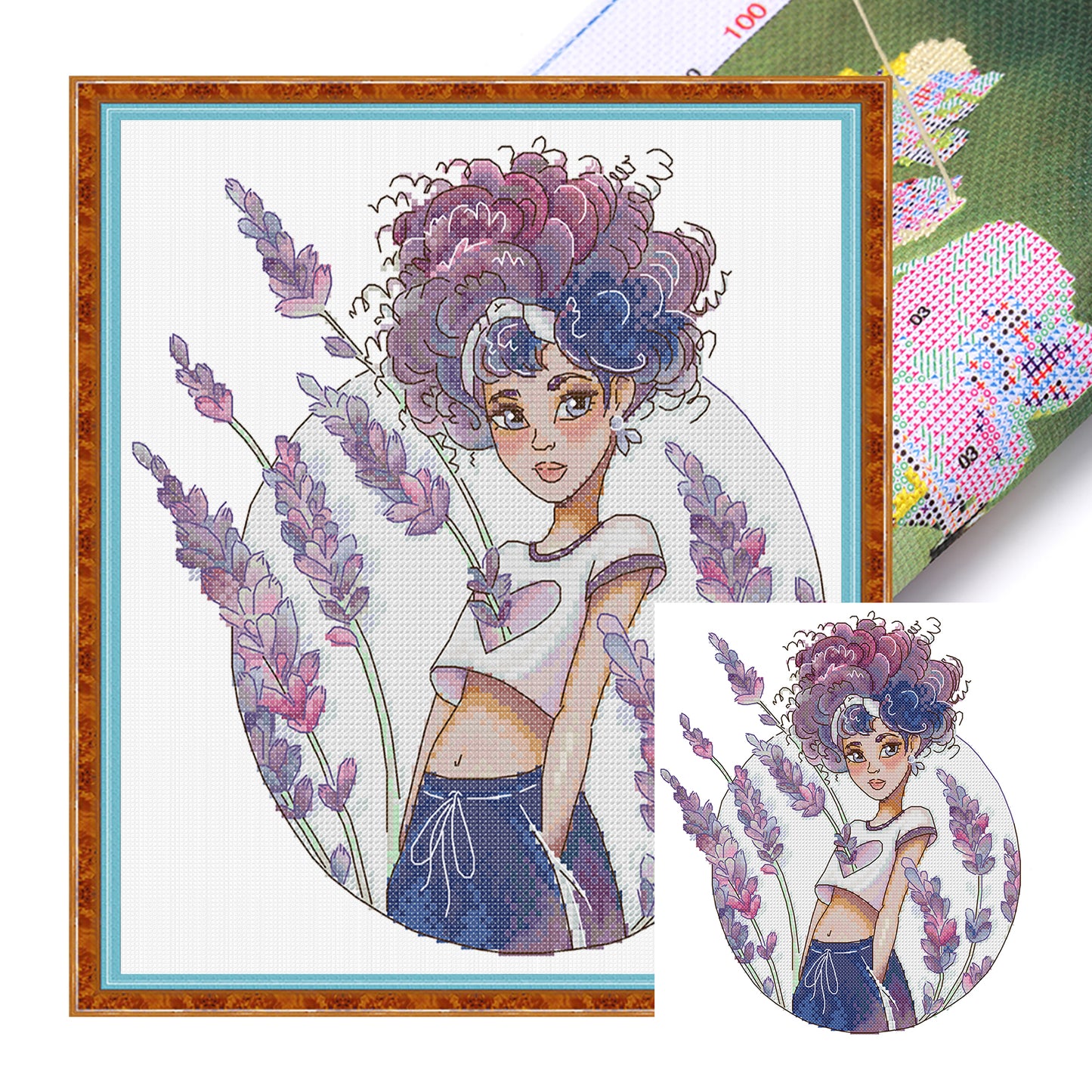 Lavender Girl - 14CT Stamped Cross Stitch 28*31CM (Joy Sunday)
