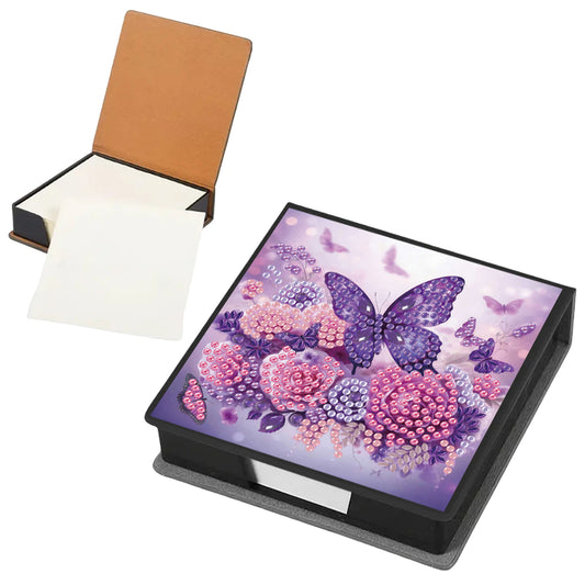 Flower 5D DIY PU Diamond Painting Kit Note Box with 160 Sheets Paper Memo Holder