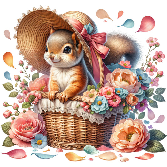 Squirrel And Flowers - Full Round Drill Diamond Painting 40*40CM