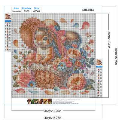 Squirrel And Flowers - Full Round Drill Diamond Painting 40*40CM