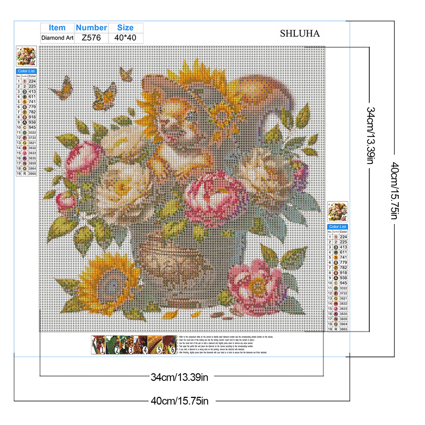 Squirrel And Peony - Full Round Drill Diamond Painting 40*40CM