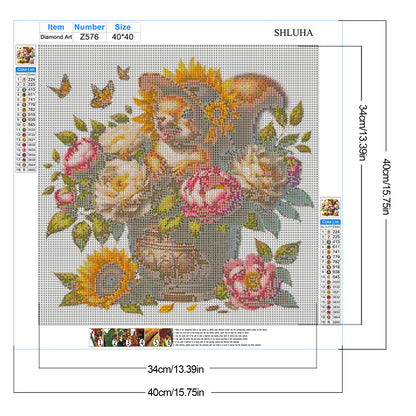 Squirrel And Peony - Full Round Drill Diamond Painting 40*40CM