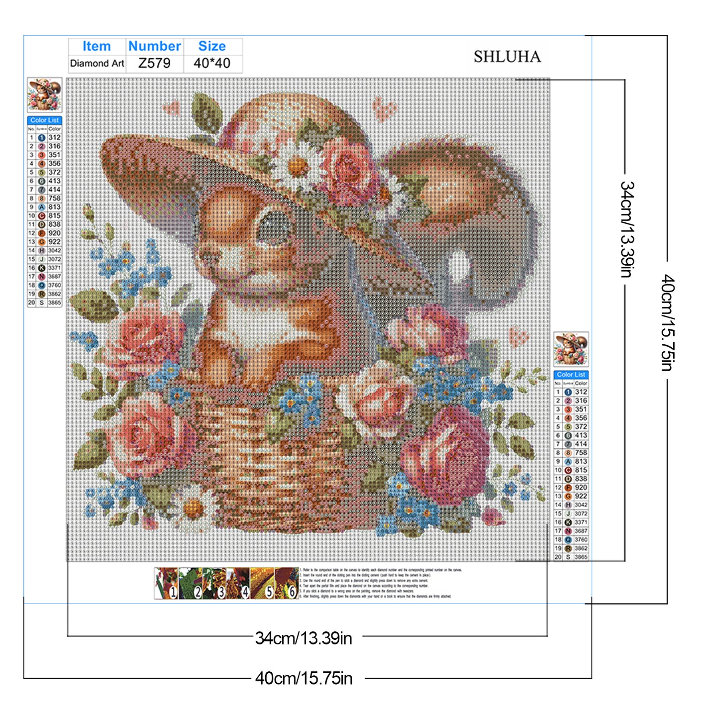 Squirrel And Rose - Full Round Drill Diamond Painting 40*40CM