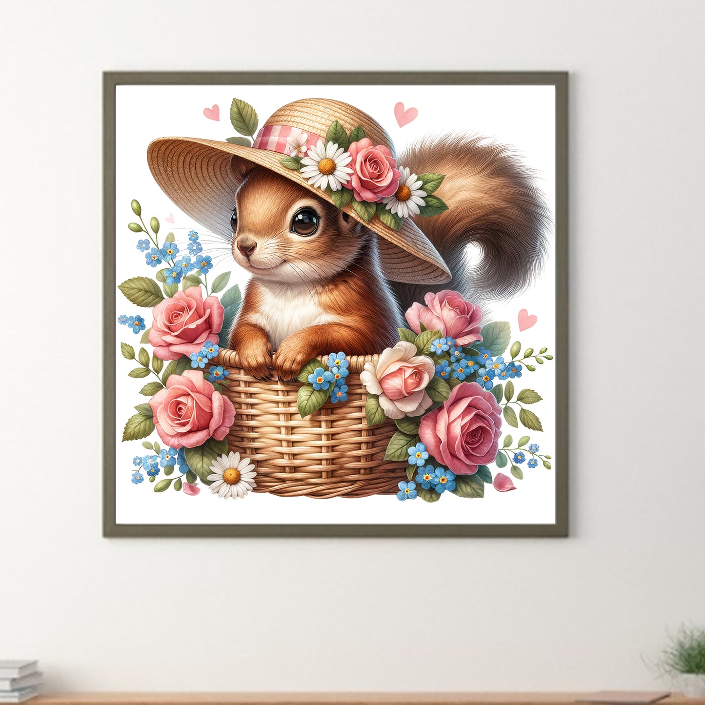 Squirrel And Rose - Full Round Drill Diamond Painting 40*40CM