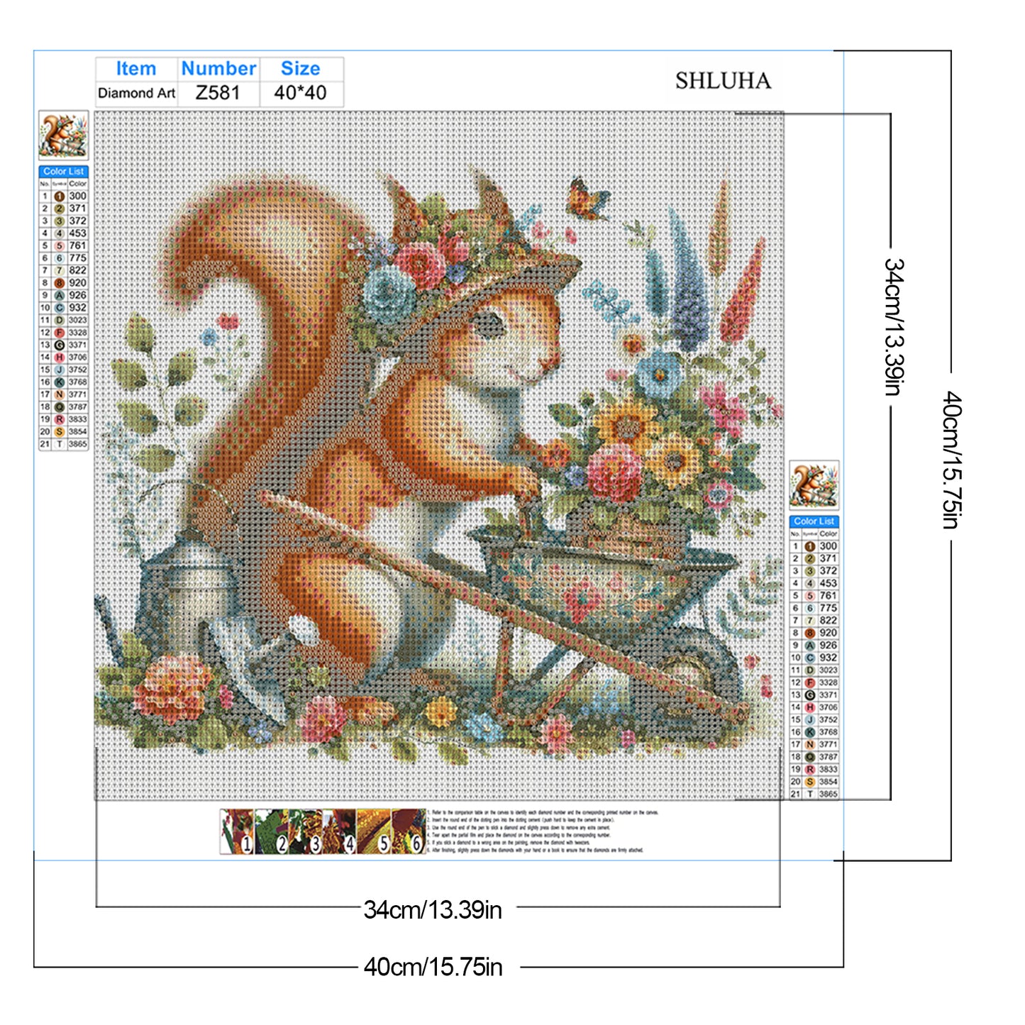 Squirrel Stroller - Full Round Drill Diamond Painting 40*40CM