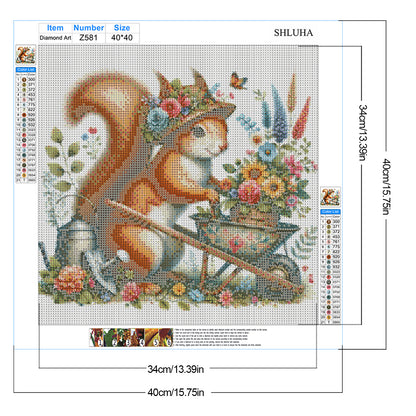 Squirrel Stroller - Full Round Drill Diamond Painting 40*40CM