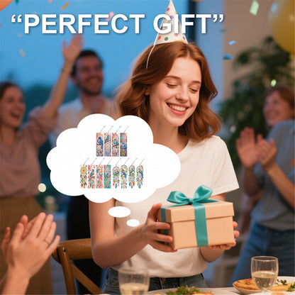 12Pcs Bluebird DIY Diamond Painting Bookmark with Crystal Pendant for Readers