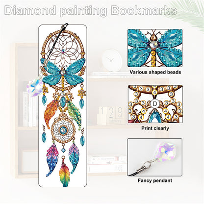 12Pcs Butterfly DIY Diamond Painting Bookmark with Crystal Pendant for Readers