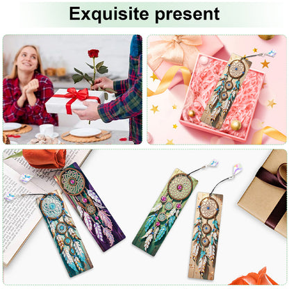 12Pcs Dreamcatcher DIY Diamond Painting Bookmark with Crystal Pendant Decor