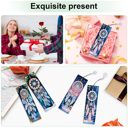 12Pcs Dreamcatcher DIY Diamond Painting Bookmark with Crystal Pendant Book Decor
