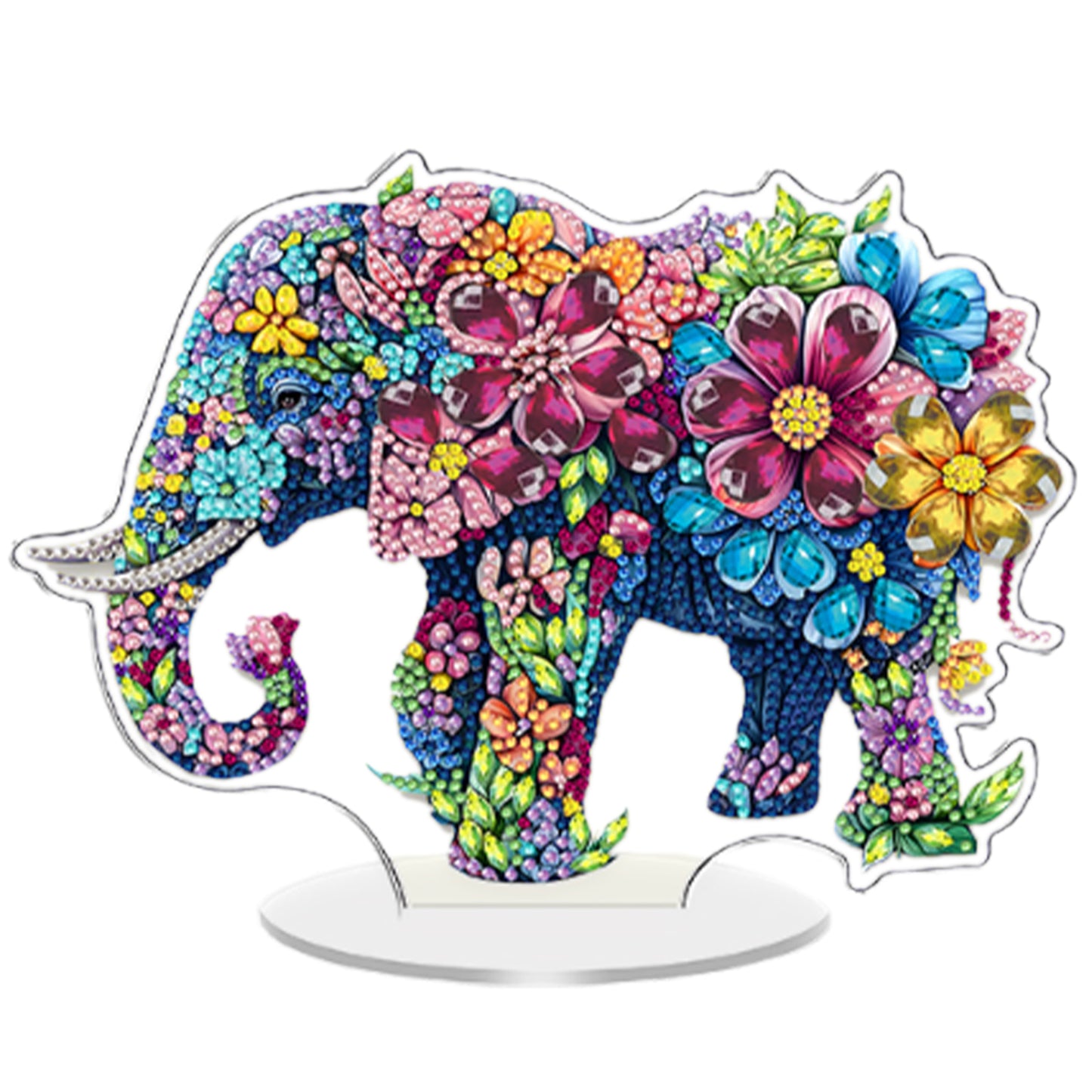 Elephant DIY 2D Flat Acrylic Diamond Painting Tabletop Ornament for Home Decor