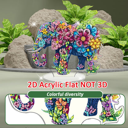 Elephant DIY 2D Flat Acrylic Diamond Painting Tabletop Ornament for Home Decor