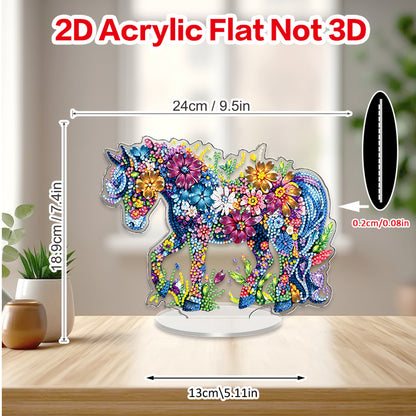 Horse DIY 2D Flat Acrylic Diamond Painting Tabletop Ornament for Home Decor Gift