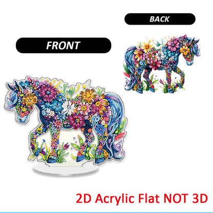 Horse DIY 2D Flat Acrylic Diamond Painting Tabletop Ornament for Home Decor Gift