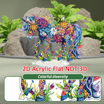 Horse DIY 2D Flat Acrylic Diamond Painting Tabletop Ornament for Home Decor Gift