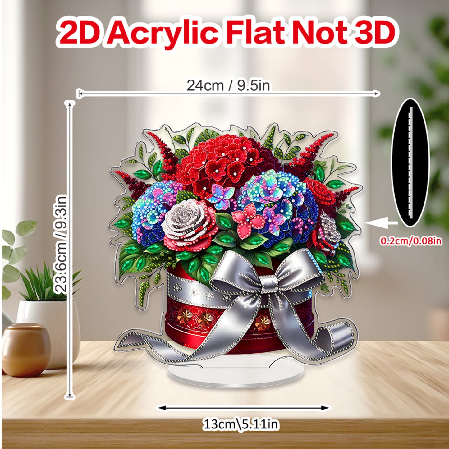 Bouquet DIY 2D Flat Acrylic Diamond Painting Tabletop Ornament for Home Decor