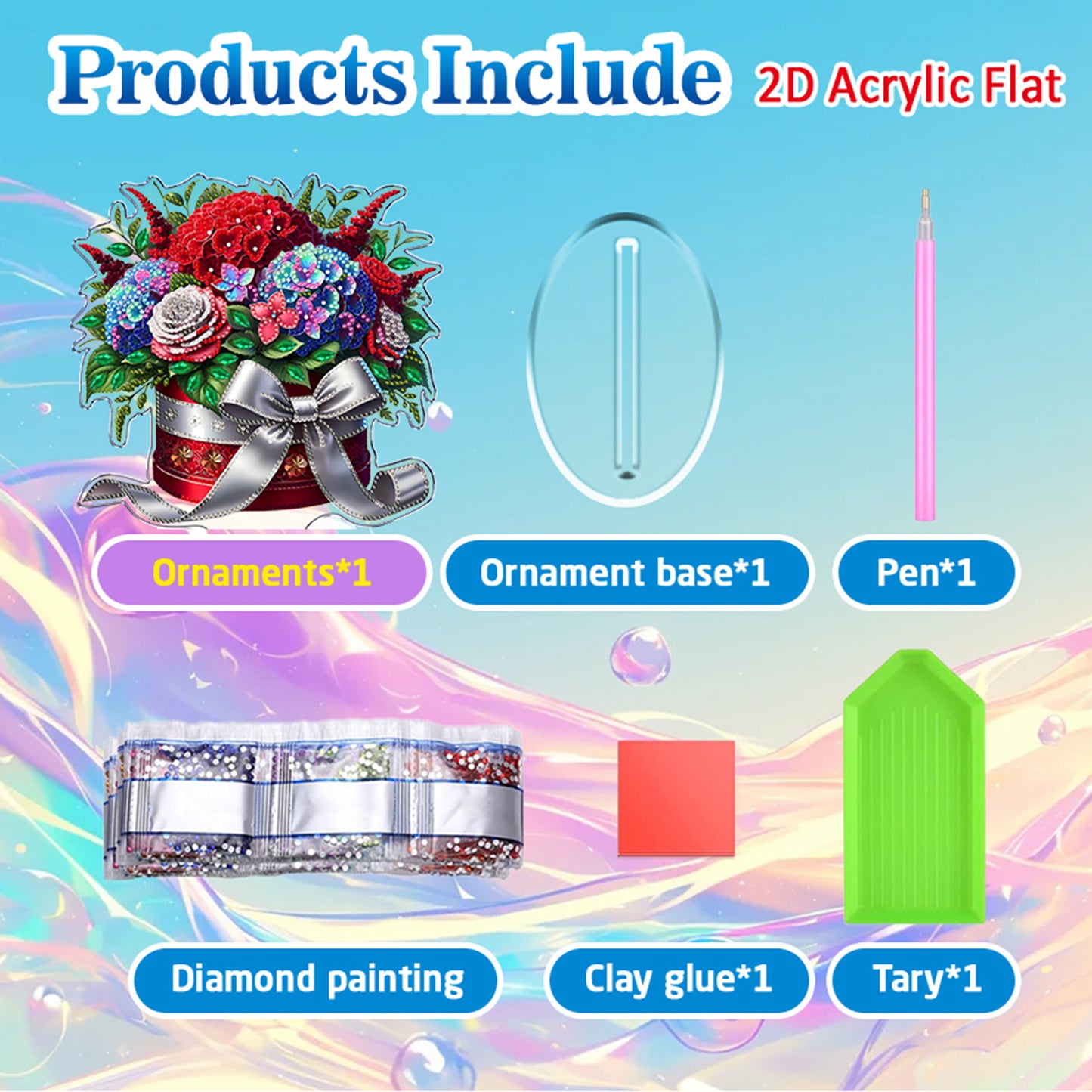 Bouquet DIY 2D Flat Acrylic Diamond Painting Tabletop Ornament for Home Decor