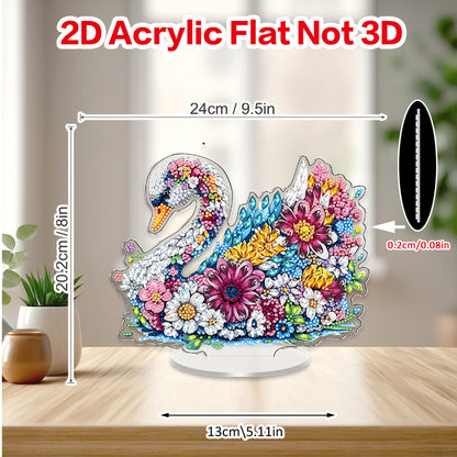 Swan DIY 2D Flat Acrylic Diamond Painting Tabletop Ornament for Home Decor Gift