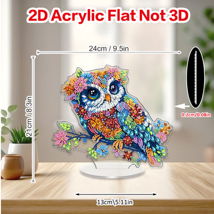 Owl DIY 2D Flat Acrylic Diamond Painting Tabletop Ornament for Home Decor Gift