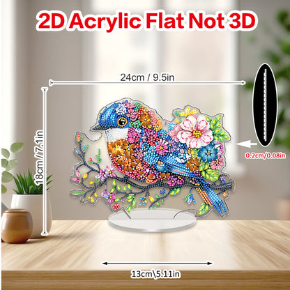Bird DIY 2D Flat Acrylic Diamond Painting Tabletop Ornament for Home Decor Gift