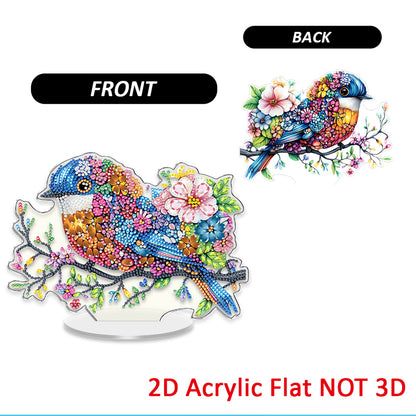Bird DIY 2D Flat Acrylic Diamond Painting Tabletop Ornament for Home Decor Gift