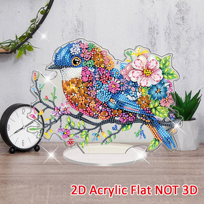 Bird DIY 2D Flat Acrylic Diamond Painting Tabletop Ornament for Home Decor Gift